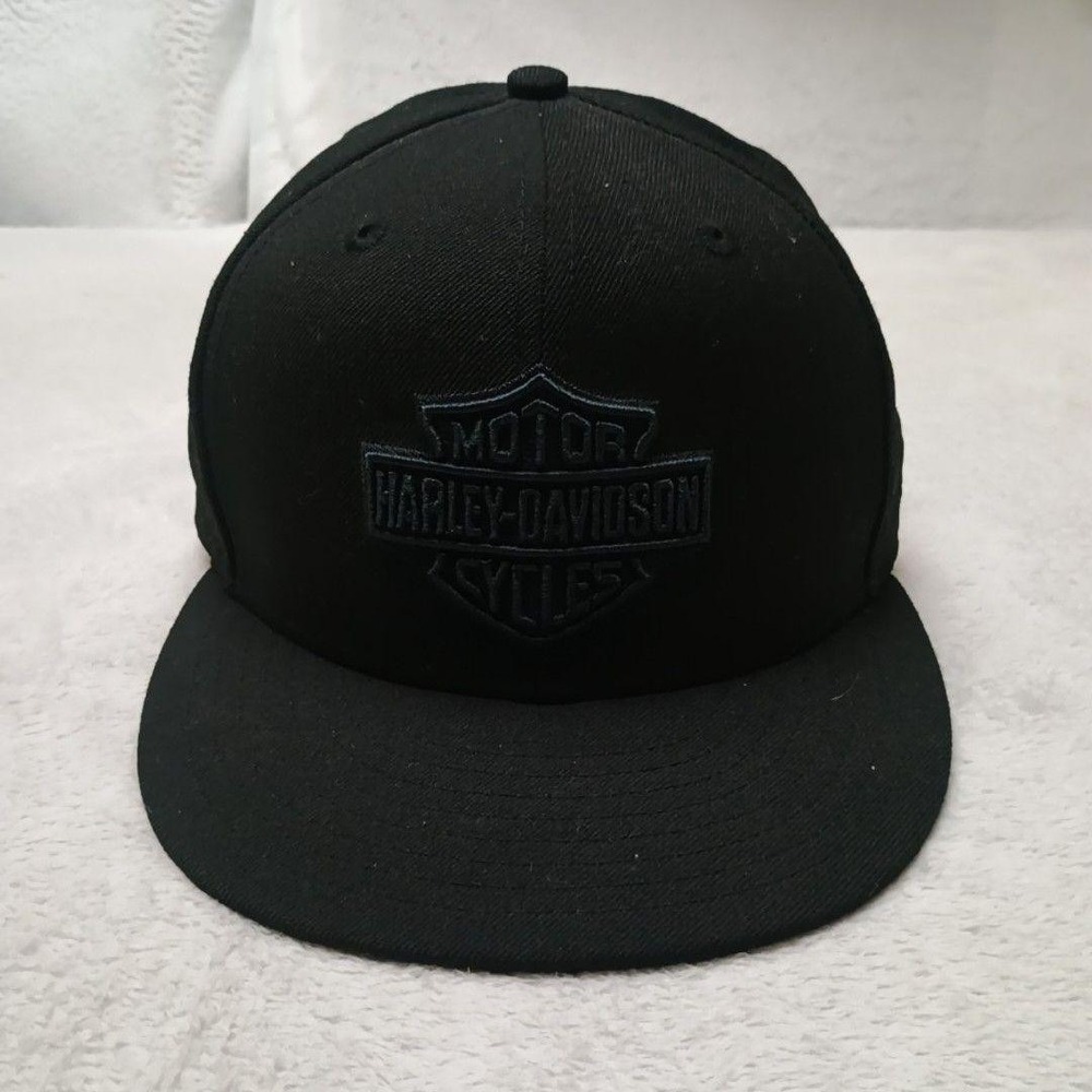 Harley-Davidson New Era Hat Cap Fitted Mens 7 1/8 Black 59FIFTY Biker Motorcycle